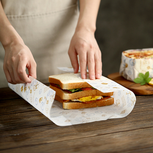 FaSoLa三明治包装纸食品级可切汉堡鸡肉卷烘焙可微波加热防油纸贴