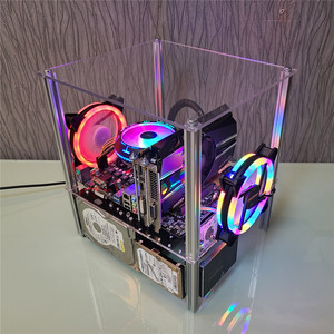 下置式电源电脑主机机箱ITX开放式MATX透明亚克力玻璃DIY简约台式