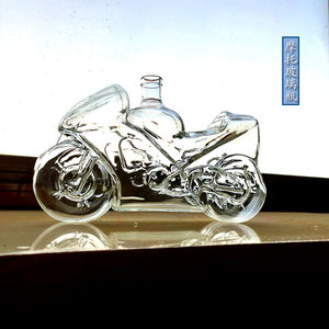 创意摩托车玻璃空瓶子异形泡酒高硼硅加厚造型车形状酒壶密封罐