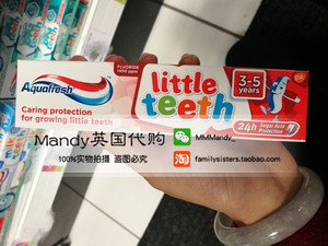 英国正品Aquafresh Little Teet 可以吃的宝宝儿童牙膏3-5岁