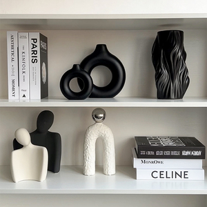 态生活 诧寂风高级感异形装饰品摆件陶瓷创意软装书柜抽象小摆设