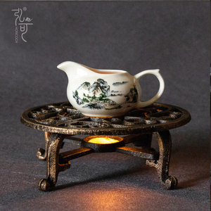 弘可中式茶道铸铁器温茶炉蜡烛复古家用日式干烧茶台茶壶加热底座