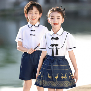 六一儿童演出服新中式汉服幼儿园毕业照民族马面裙小学生表演服装