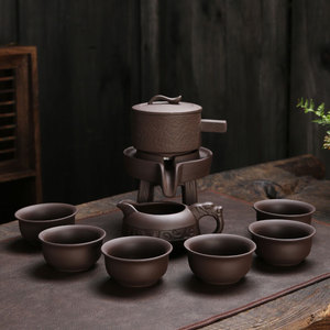 紫砂懒人茶具套装时来运转自动过滤石磨泡茶器冲茶器旋转出水单个
