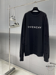 Givenchy/纪梵希 男女春秋休闲运动长袖卫衣破洞印花字母logoT恤