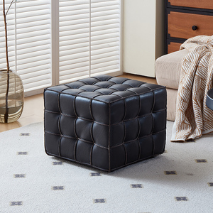 真皮沙发凳客厅梳化脚踏意式极简魔方凳高级感四方形创意皮墩子凳