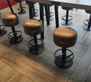 餐饮肯德基汉堡店奶茶店圆凳吧凳商场高脚凳椅子皮凳子快餐固定凳