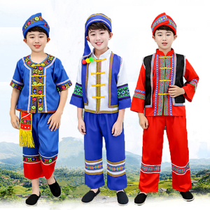 儿童广西少数民族苗族幼儿园壮族表演服装男童傣族葫芦丝演出服饰
