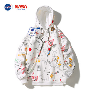 NASA联名卫衣男士春秋季学生加绒冬装潮牌上衣服宽松青少年外套男