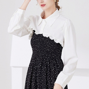 韩版新款纯棉假领子女百搭白色长袖衬衫领装饰毛衣卫衣娃娃领尖领