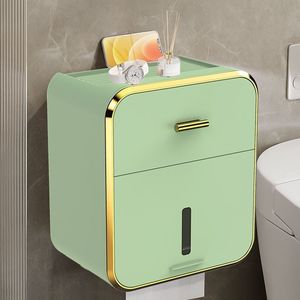 卫生间双层纸巾盒壁挂式厕纸盒免打孔防水收纳抽纸盒卷纸筒置物架