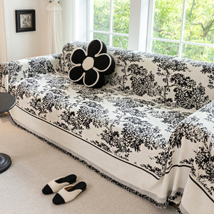 雪尼尔沙发盖布四季通用全包万能法式复古风防猫抓一体式懒人盖巾