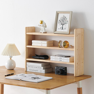 实木桌面置物架多层木质原木简约书桌办公室书房收纳神器书架简易