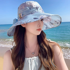 时尚女帽2024春夏季新款大沿遮阳防晒沙滩冒子女士防紫外线太阳帽