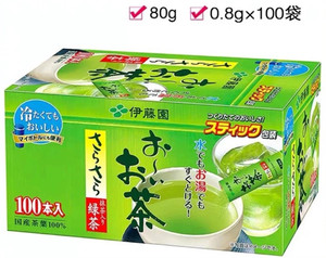 现货日本采购 伊藤园 抹茶入绿茶速溶茶粉0.8*100条装 独立包装