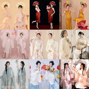 24年龙年影楼孕妇主题服装新款复古中国风花簪汉服新中式拍照服装
