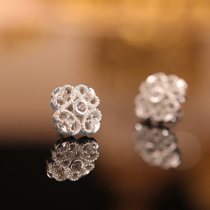《织光》薾曼原创设计蕾丝耳钉纯银微镶精致简约小众复古中古耳环