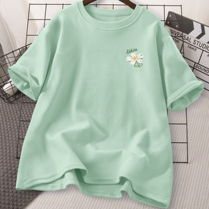 夏季短袖t恤女纯棉女装2024年新款夏装薄荷绿独特上衣超好看大码