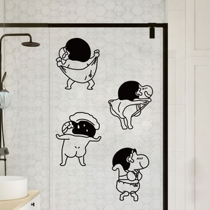 卡通搞笑蜡笔小新 厕所门贴浴室防水瓷砖橱柜贴防撞玻璃装饰贴纸