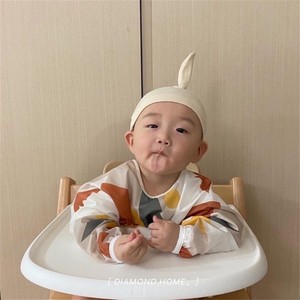 韩国ins宝宝吃饭反穿衣婴儿小熊围兜防水防脏幼儿园画画衣罩衣