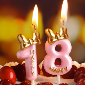 生日蛋糕用粉色数字蜡烛2创意儿童18周岁男女孩装饰场景布置