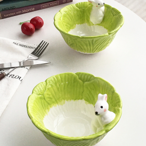 Annie Garden  出口订单  创意卡通陶瓷餐具可爱小白兔沙拉碗饭碗