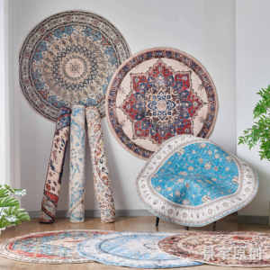 加厚仿羊绒圆形地毯美式摩洛哥客厅地毯卧室床边沙发茶几毯家用