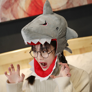 日系韩版可爱帽子搞怪鲨鱼恐龙头套圣诞麋鹿少女拍照道具秋冬季潮