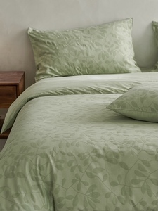 绿色叶子A类母婴四件套纯棉全棉三层纱春秋床品床单床笠床上被套