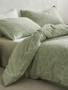 绿色叶子A类母婴四件套纯棉全棉三层纱春秋床品床单床笠床上被i.
