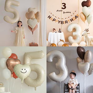 数字气球爱心儿童生日装饰场景布置周岁男孩女宝派对氛围拍照道具
