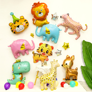 儿童生日装饰动物铝膜气球宝宝派对场景布置用品卡通可爱开学气球
