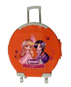 时尚旅行箱儿童塑料玩具拉杆箱橙色女孩过家家收纳日用品箱235.5g