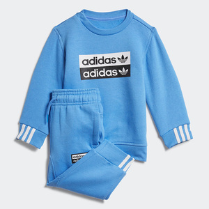 Adidas阿迪达斯男女婴幼童加绒保暖休闲运动套装卫衣长裤 ED7720