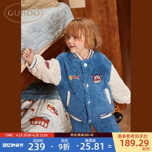 Gukoo/果壳儿童睡衣超级飞侠联名冬款家居服棒球服男孩睡衣套装D