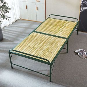 竹床折叠床家用单人经济型竹板床简易铁艺办公室午休床1米2宽竹床