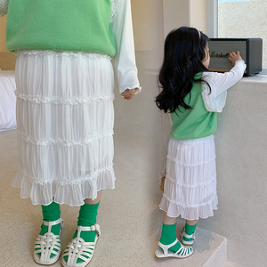 2022女童装春装新款韩版儿童雪纺蛋糕裙宝宝洋气小孩春秋款半身裙