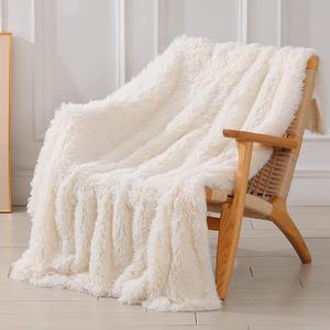 ins毛毯长毛绒纯色客厅午睡毯双层空调毯沙发毯绒布柜台摄影道具