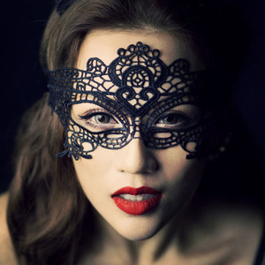蕾丝眼罩面具半脸化妆舞会演出狐狸黑色半遮脸道具公主成人面具