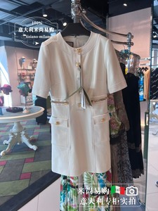 Gucci古驰米兰代购正品女士夏季裙子连衣裙白色流行五分袖
