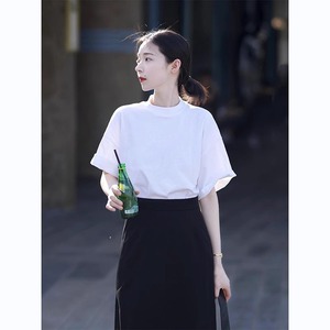 气质白色短袖T恤女夏韩版宽松半袖配半身裙的上衣小衫纯棉高级感