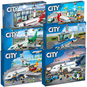 城市系列60367客运飞机基地客机场航空运可载人模型拼装积木玩具