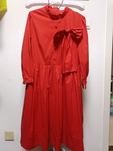 2023秋熠春夏款红色七分袖连衣裙