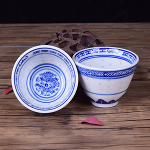杯子茶杯陶瓷家用景德镇青花瓷釉下彩中式传统怀旧中式餐厅白酒杯