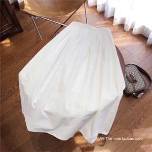 白色百褶半身裙女夏季小个子a字半裙中长款松紧高腰显瘦遮胯伞裙