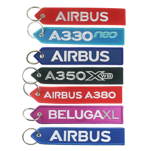 新版长款 正版空客AIRBUS航空标语刺绣钥匙扣 飞机机型汽车钥匙圈