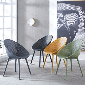 北欧家用餐椅现代简约凳子办公休闲洽谈加厚塑料椅餐厅客厅接待椅