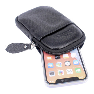 真皮手机包穿皮带男老人挂腰包适用于苹果13mini拉链6plus竖5.5寸