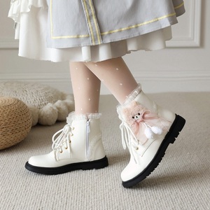 2022年秋冬季新款Lolita白色马丁靴子洛丽塔短靴加绒皮靴短筒女鞋