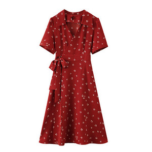 200斤外贸特大码女装速卖通亚马逊欧美风复古中长款红裙沙滩显瘦